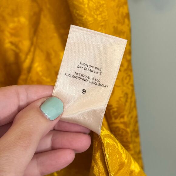 AO.LA by Alice + Olivia Kalena Open-Front Jacquard Brocade Kimono Robe Gold M/L - Picture 9 of 9